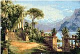 Lake Canvas Paintings - Lodge on Lake Como 3